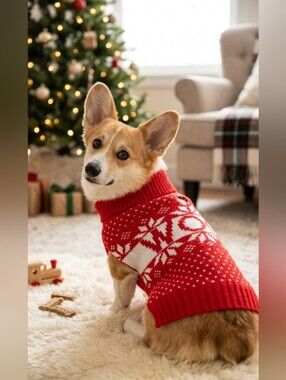 Holiday Living Red "WOOF" Dog Sweater XS NWT